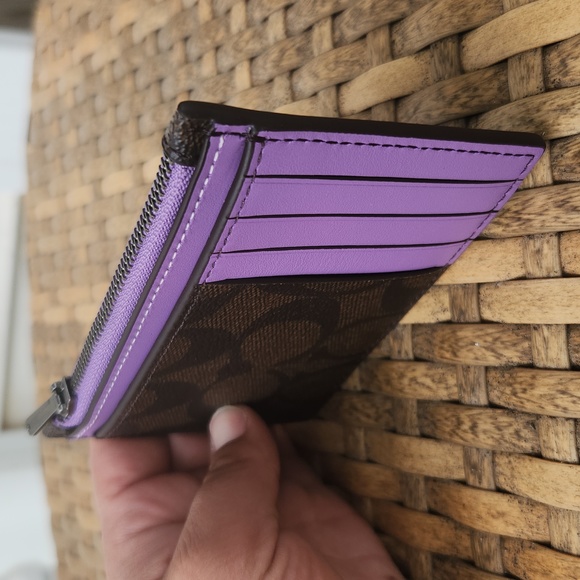 Sold Out!! Coach Signature Zip Card Case New Neon Collection - Picture 3 of 5